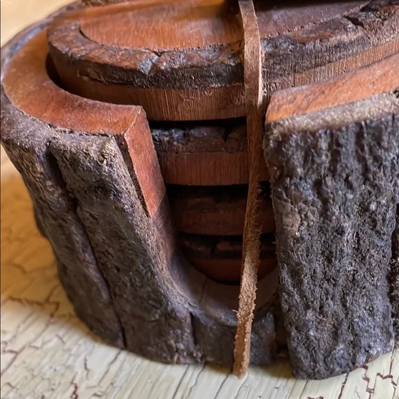 Rustic Wooden Coaster Set - Picture 3 of 4